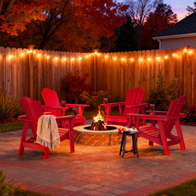 Chaise Adirondack d'extérieur Hdpe, résistante aux intempéries, rouge