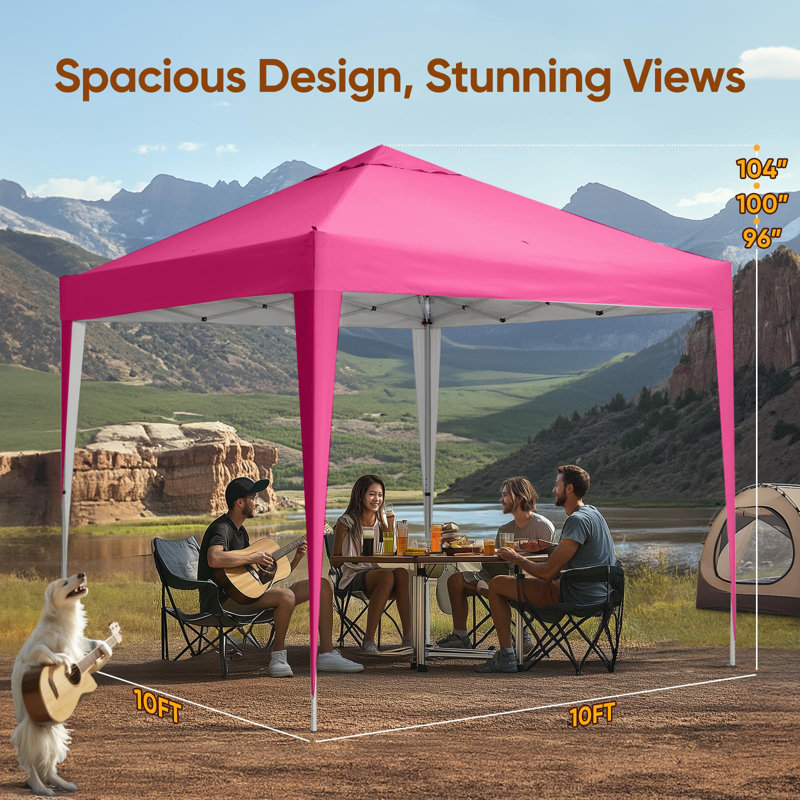 Tente à auvent 10 x 10 po Quictent - Installation instantanée pour 1 personne, portable et compacte, imperméable et résistante aux rayons UV, idéale pour le camping, la plage, les fêtes et les événements extérieurs