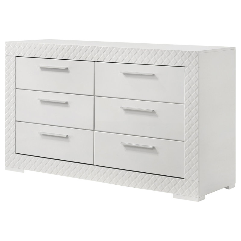 Commode 6 tiroirs Pierce White, Gloss White