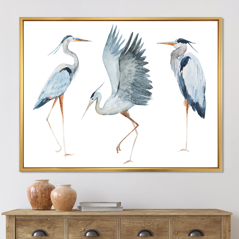 Reproduction d'art sur toile, héron, II, H 30 po x l 40 po, Impression encadrée, Doré