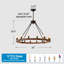 Lustre 32 pouces en roue de chariot, luminaire suspendu en bois rustique 12 lumières avec chaîne réglable