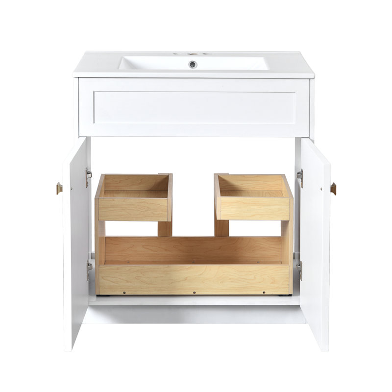 Meuble-lavabo 30 po avec lavabo en céramique, Blanc
