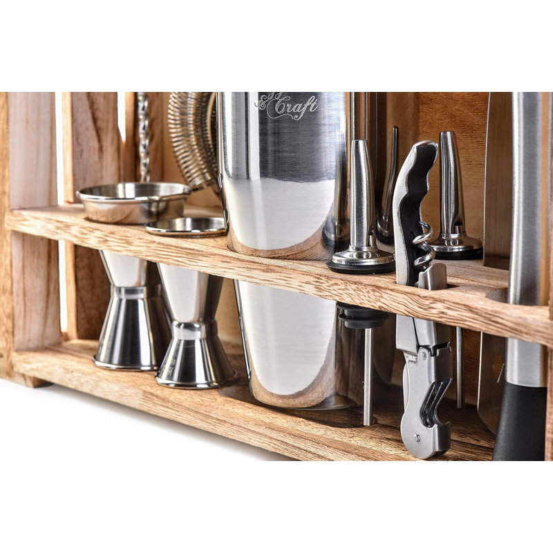Ensemble de barman 11 pièces avec support en bois Mixology & Craft