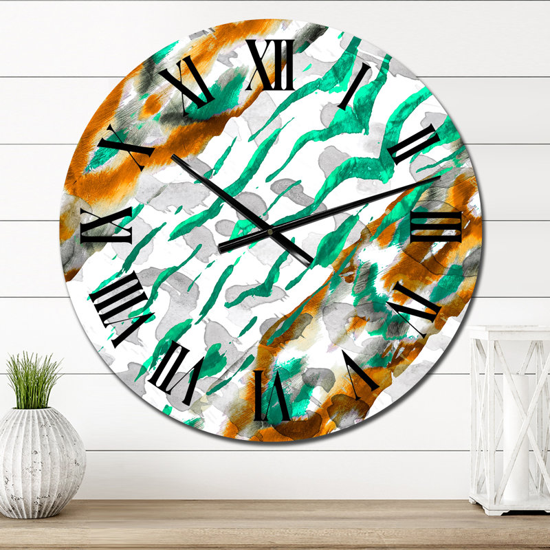 Vagues vertes et brunes - Horloge murale à motifs, Moyen