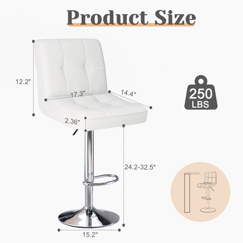 Ensemble de 2 tabourets de bar, Blanc
