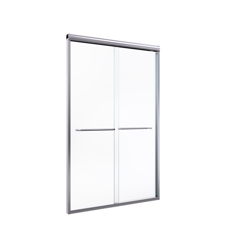 44-48" W x 72" H Semi-Frameless Double Sliding SGCC Tempered Glass Shower Door, Polished Chrome