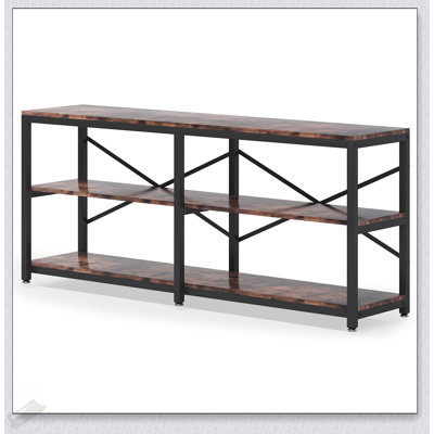 70.9 Inch Extra Long Console Table With Storage Shelves, 3-Tier Industrial Sofa Table Behind Couch, Modern Entryway Table With X-Frame Metal Design