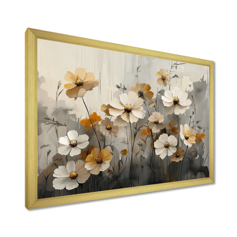 Isalei Golden Zinnias Flowers Beauty déplié II - art mural Zinnias pour le salon, Reproduction encadrée d'une seule photo