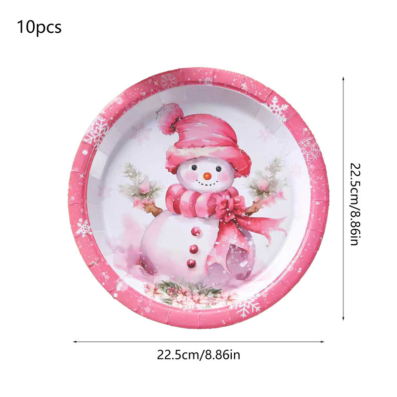 Assiettes jetables Christmas Decorations, Rose