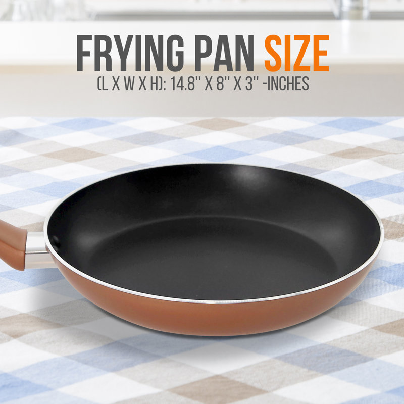 Nutrichef Large Open Fry Pan - Non-Stick High-Qualified Kitchen Cookware With Black Inside And Brown Outside (Works With Model: Nccwa13Br)