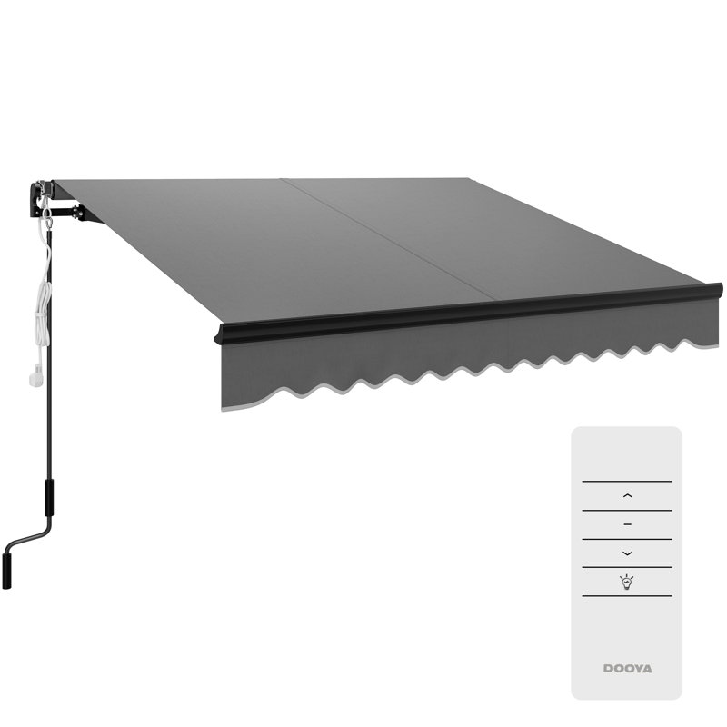 Brayden Studio Polyester Cover Motorised Retractable Sunshade Awning, 150cm H x 250cm W x 195cm D, Grey