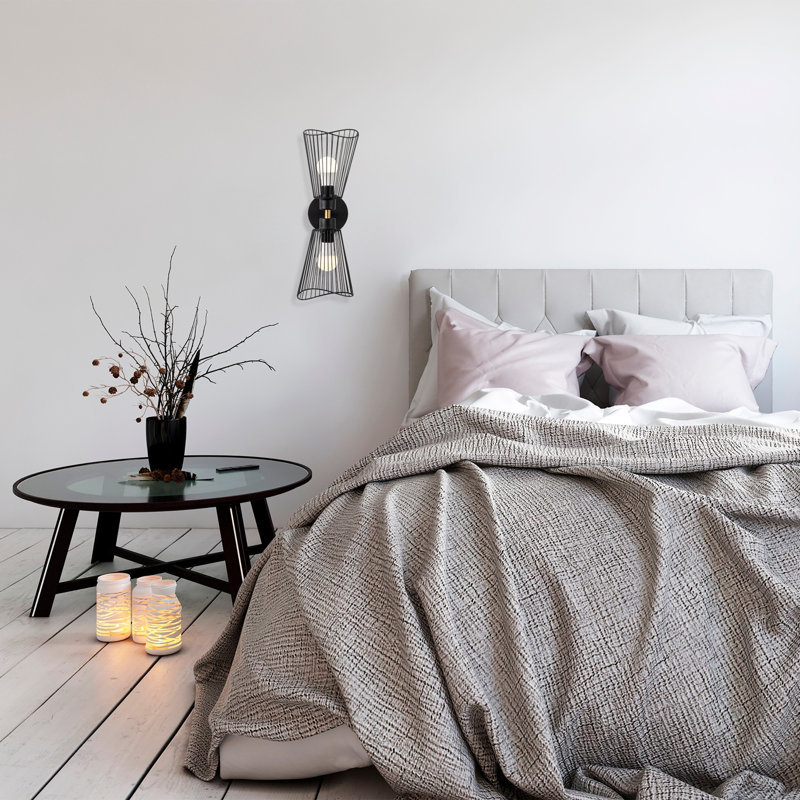 Lampe murale noire élégante, corps en métal, 6,3 po x 6,3 po | Hauteur: 18,9 pouces | 2 x douilles E27, 40 W maximum | Certifié IP20, idéal pour les hôtels et les intérieurs modernes | Solution d'éclairage élégante et fonctionnelle