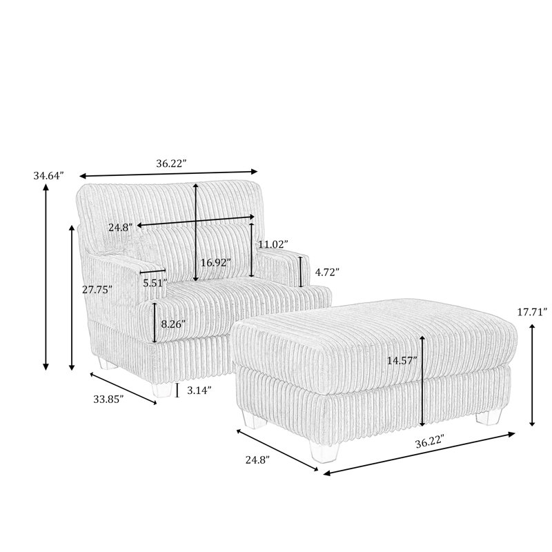 Chaise longue moderne avec repose-pieds mobile et coussin (ensemble de 2), Gris foncé