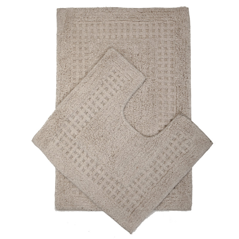 Ceallach Non-Slip Bath Rug and Contour Mat, Light Brown
