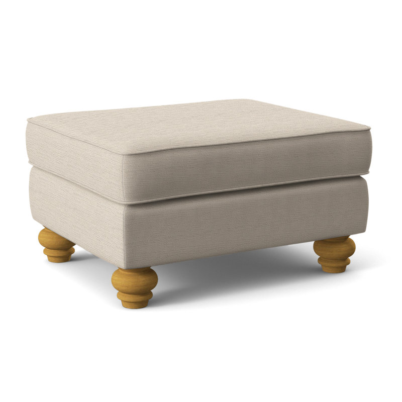 Lowell Upholstered Ottoman, Honey Finish, Navy Crypton Performance; 0822-61