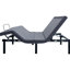 Lit simple très long réglable pour chambre à coucher, rails en tissu gris, pieds noirs, télécommande sans fil, gravité zéro, antisnore, lit de massage à trois niveaux long, fonction