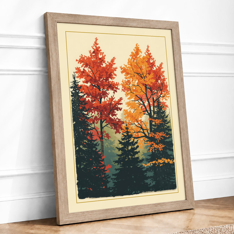 Autumn Woodland Layers Rustic - Framed Print, A4 - 29.7 x 21.0 cm, Oak