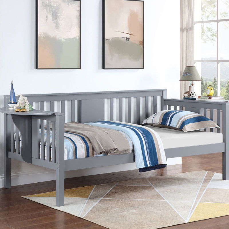 Lit de jour simple avec table rabattable Albany Gray, Gris