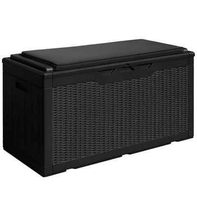 Waterproof Large Resin Deck Box Outdoor Indoor Lockable Storage Container For Patio Furniture Cushions Garden Tools