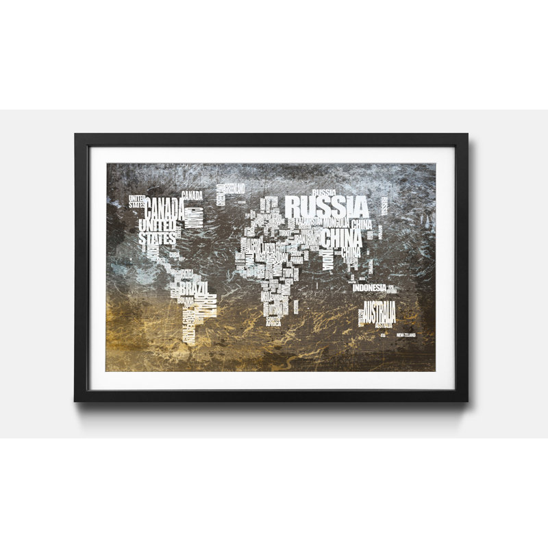 Weltkarten Worldmap No.20 - Single Picture Frame Print, 40cm H x 60cm W x 2.2cm D