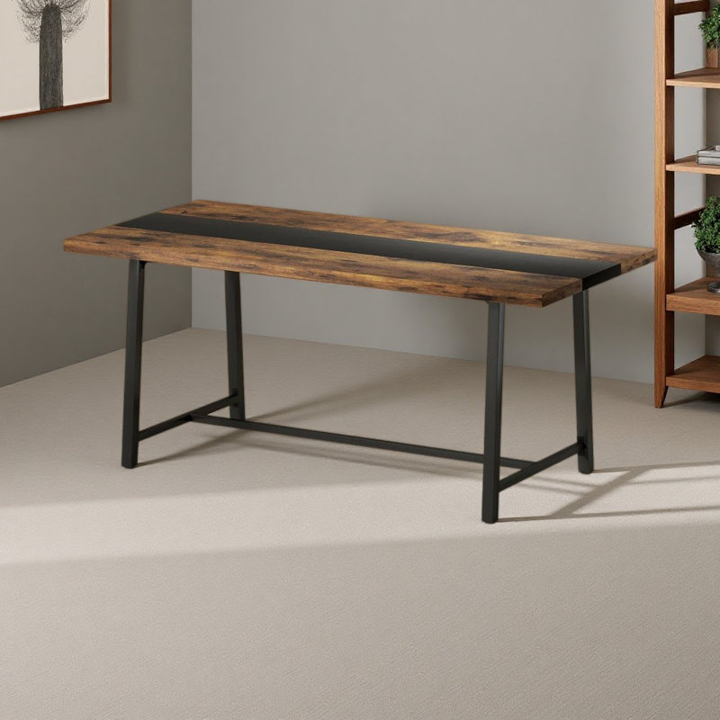 Longue table de salle à manger, table de cuisine avec grand plateau et pieds en acier