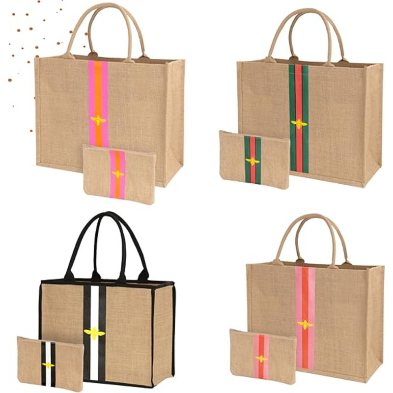 Grand sac de plage en jute tissé