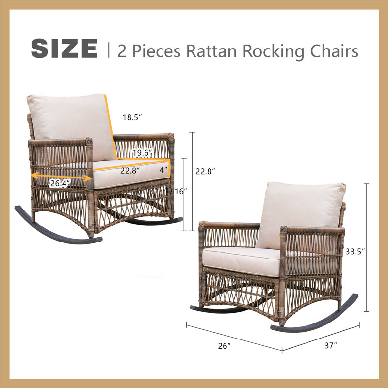 Chaise berçante d'extérieur avec coussins (ensemble de 2)