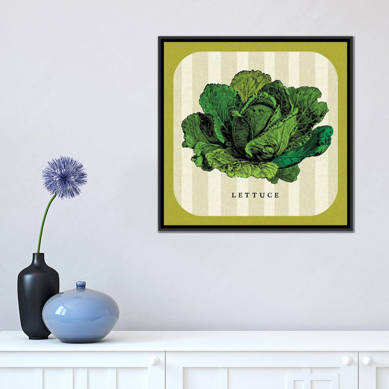 « lin légume ii », impression sur toile, H 37 po x l 37 po x P 1,5 po, Toile avec cadre noir, Pas de tapis