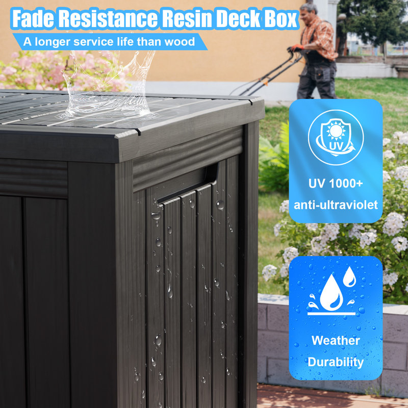 Black Resin 180 Gallon Outdoor Storage Deck Box