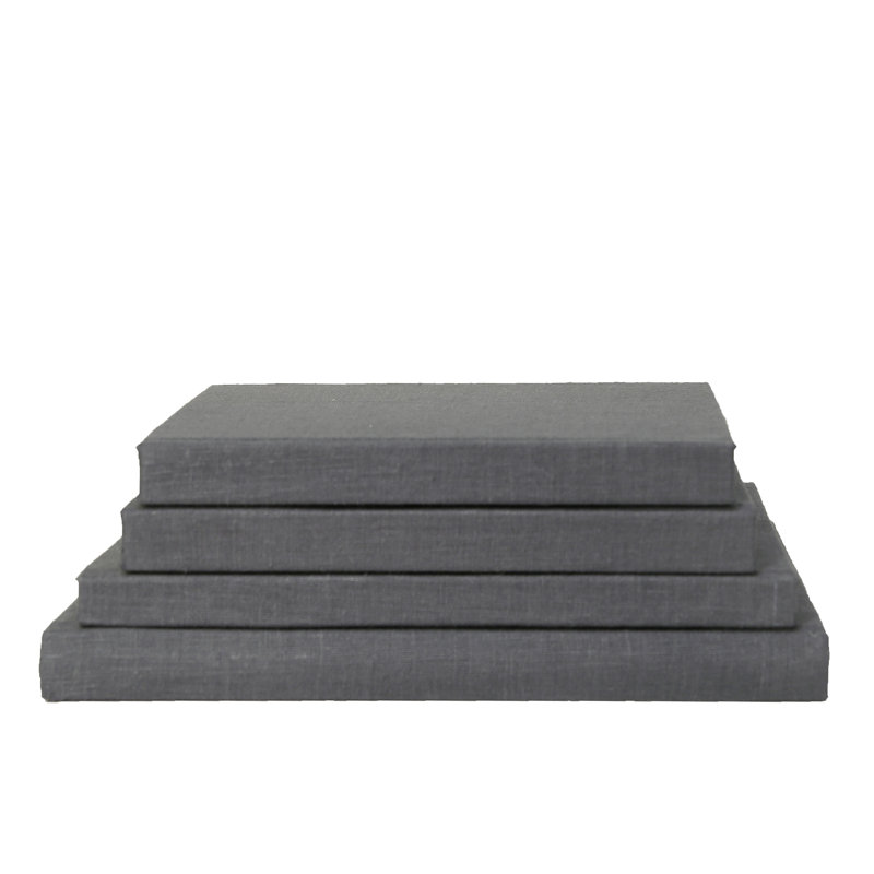 Livres décoratifs - Pile de table basse enveloppée de lin ardoise - 4 livres gris, Gris foncé