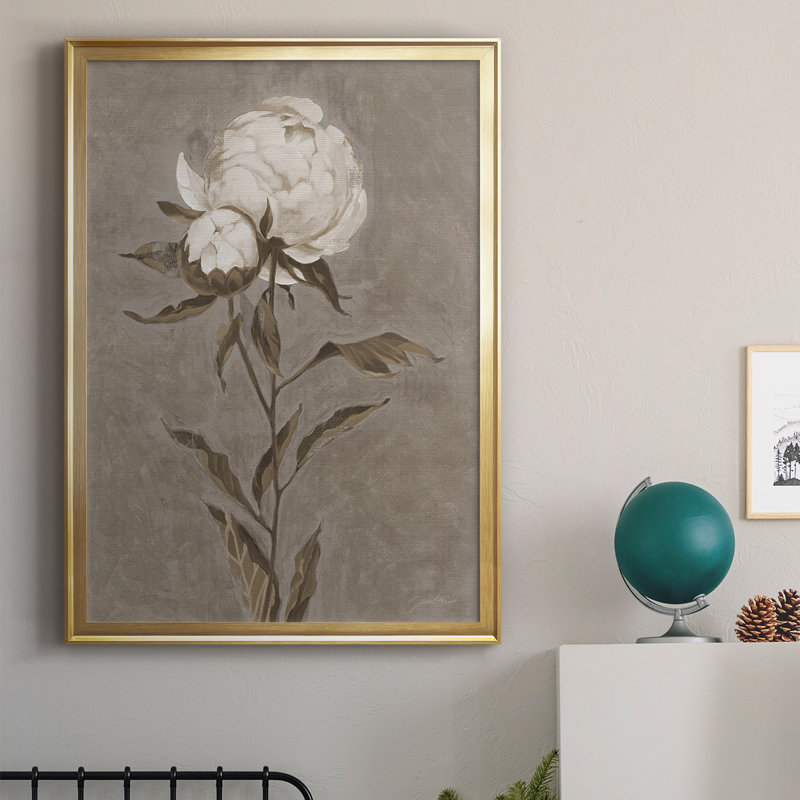 Impression encadrée de qualité supérieure «PRÉTÉ COMME PEONY II» - prête à être accrochée, Doré, H 30,5 po x l 22,5 po