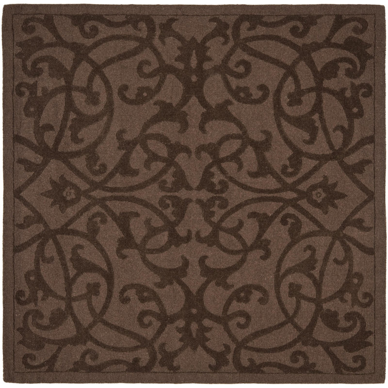 Soukup Hand Loomed Wool Floral Rug, Square 6'