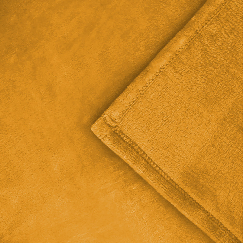 Jyon Soft Touch Mink Faux Fur Throw/Blanket, Ochre, Super King