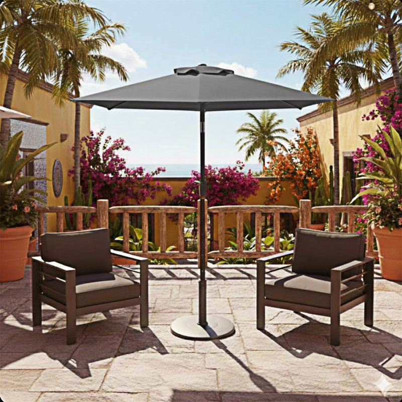 Parasol de marché avec manivelle Li, Gris, L 90,02 po x P 90,02 po