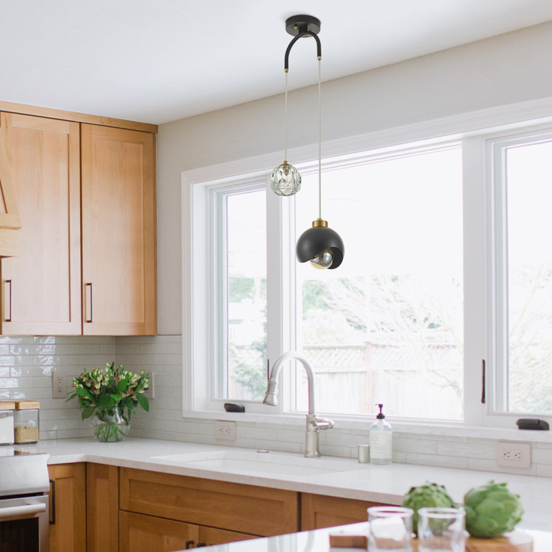 2 - Light Modern Pendant Light With Crystal Accent