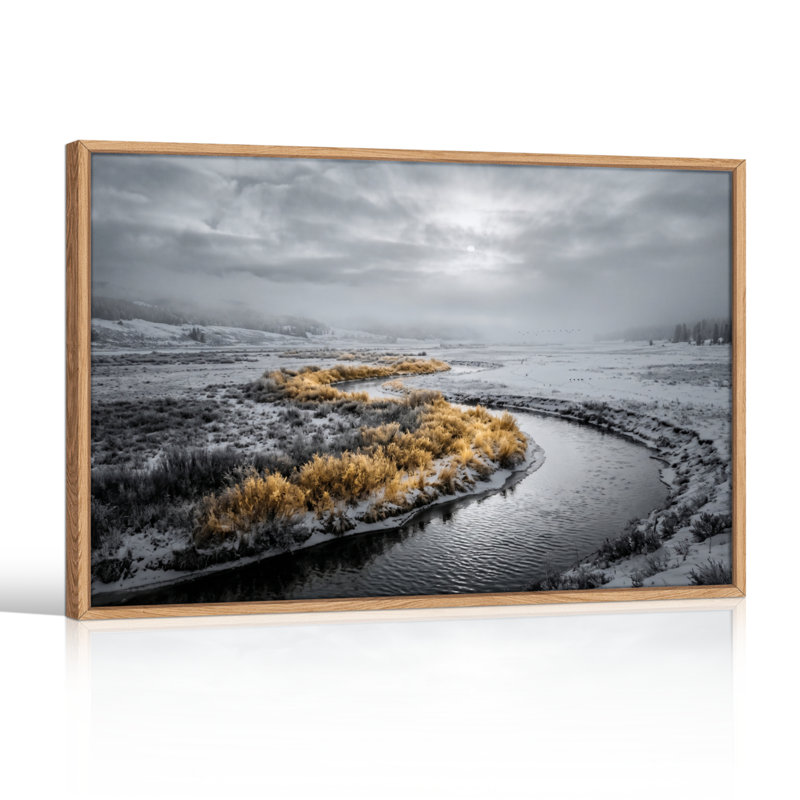 Ensemble de 1 tableau sur toile représentant un paysage d'hiver, H 32 po x l 48 po, Natural