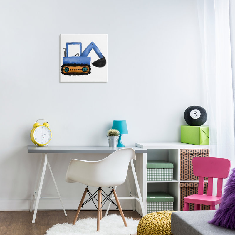 "Blue Simple Bulldozer", art mural par Elizabeth Medley, H 17 po x l 17 po