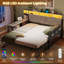 Lit de jour avec couchette escamotable, cadre de lit de jour pleine grandeur en bois de ferme avec 3 tiroirs de rangement et tablettes, lit de jour complet avec station de charge et lumières DEL pour la chambre à coucher, la chambre d'amis-774709644-800902014
