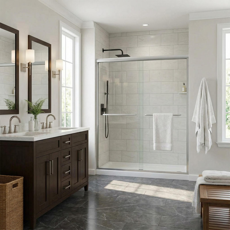 Panneau de verre de porte de douche coulissante pour baignoire et douche