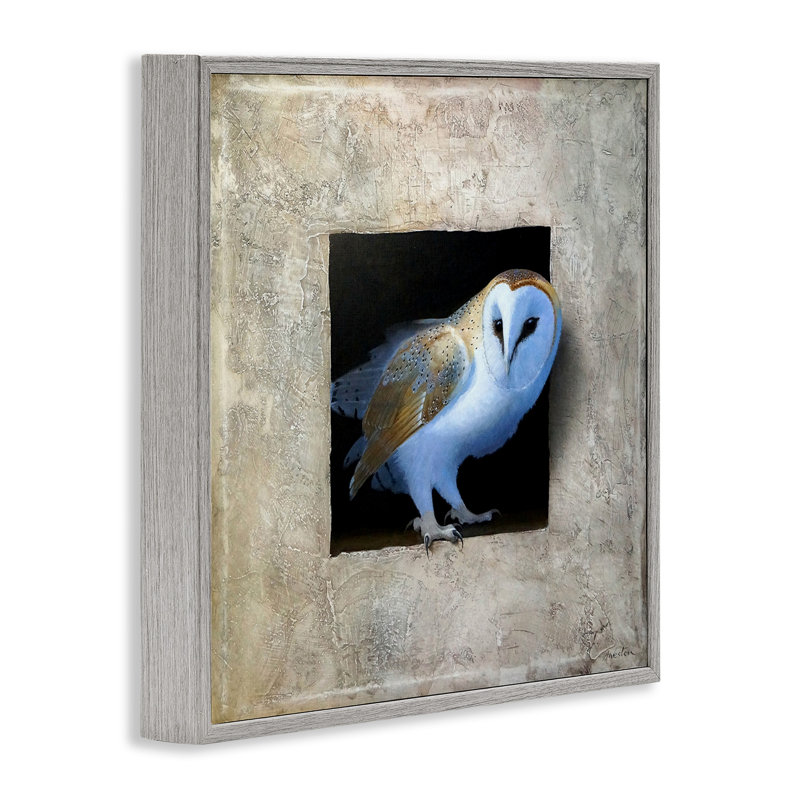 «Mysterious Barn Owl Peering From Darkness», ensemble de giclées d'art texturé par Alan Weston, L 17 po x H 17 po