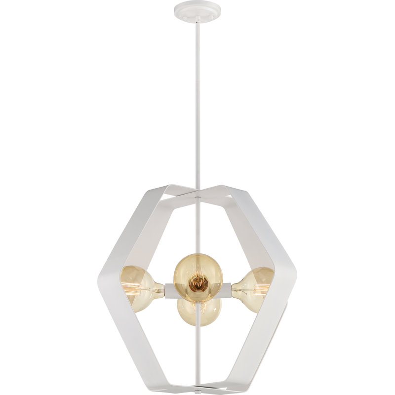 Truro 4 - Light Dimmable Geometric Chandelier, White
