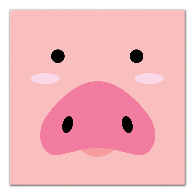 Art pour amis porc Marko, Toile tendue, H 12 po x l 12 po x P 1,25 po