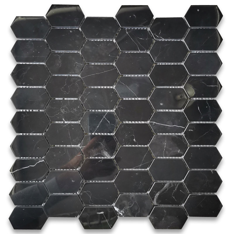 1 in. x 2 in. Honeycomb Polished Marble Tile