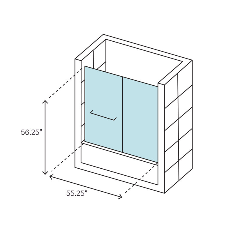 Deluxe 56.25" x 55.25" Bypass Bath Door Left to Right Open