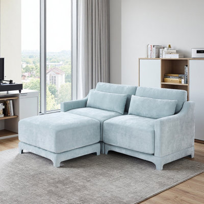 2 Seater Sofa Chenille Fabric With One Ottoman, High - Quality Wood,High - Resilience Sponge Elegant Arms For Bedrooms Living Rooms Apartments