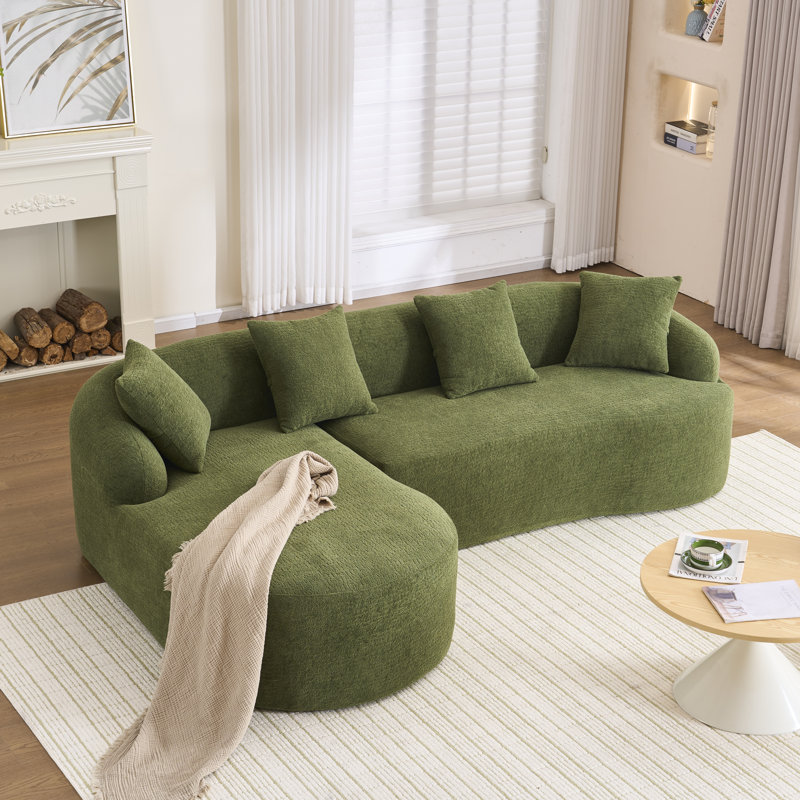Canapé modulaire en L Modern Compression, Chenille verte