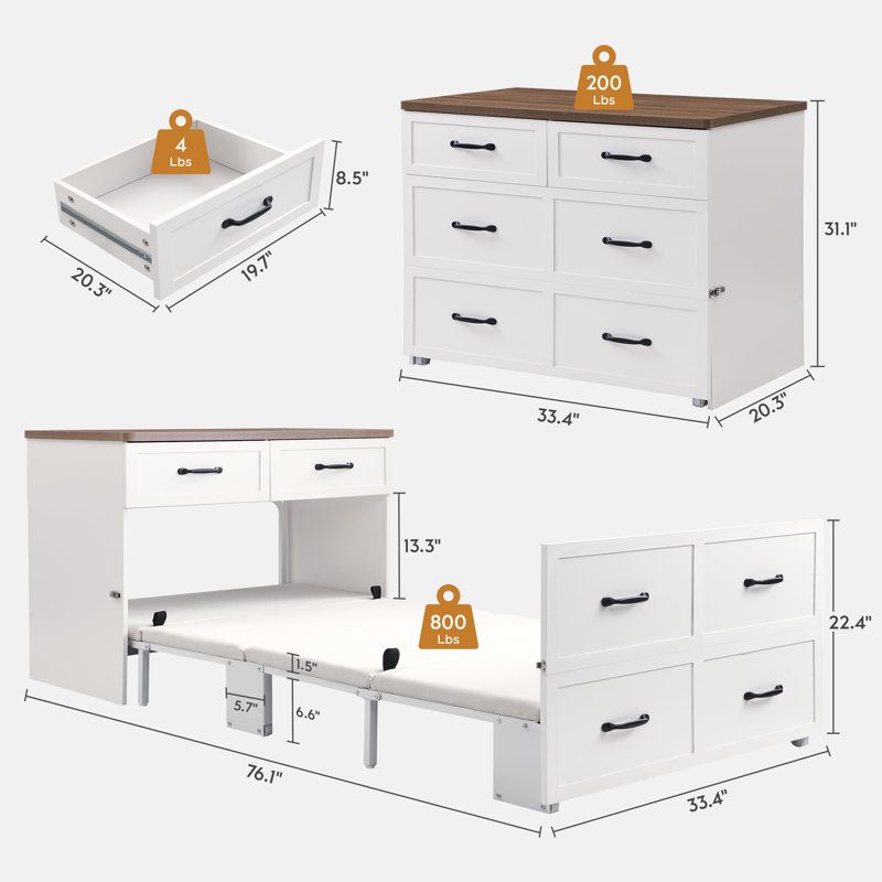 Armoire-lit escamotable avec matelas élégant et minimaliste