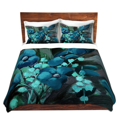 DiaNoche King Duvet Cover Sets Microfiber by Ruth Palmer - Indigo Floral