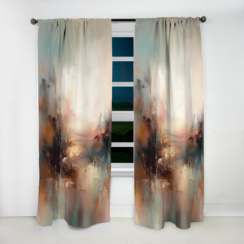 Rideau brun nature abstraite I - Rideau moderne - Velours obscurcissant - 1 panneau, L 52 po x L 108 po