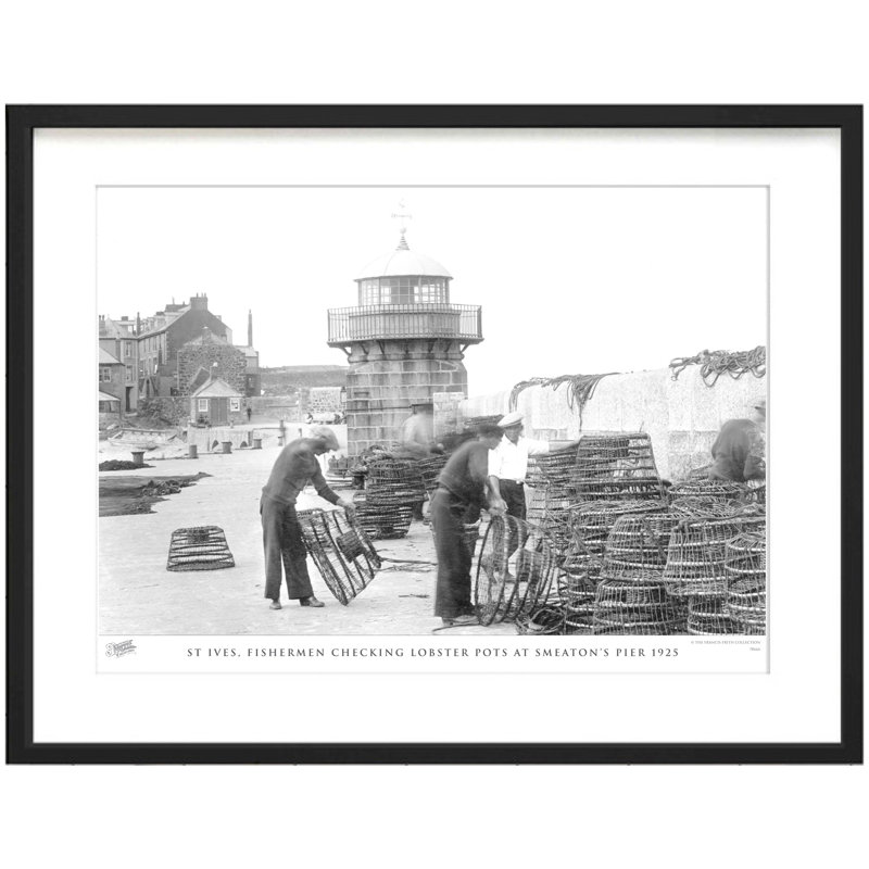 St Ives, Fishermen Checking Lobster Pots At Smeaton's Pier 1925 by Francis Frith - Single Picture Frame Print
